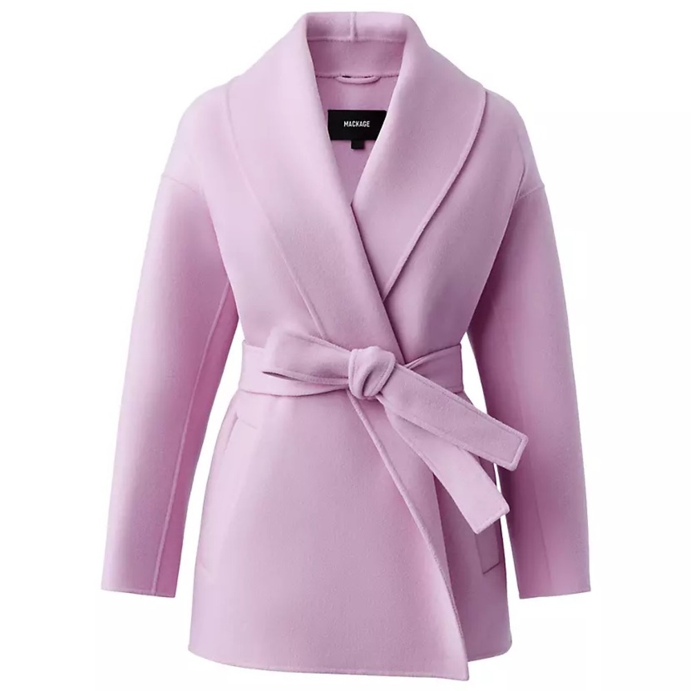 NWT! 🩷 Mackage Tyra Chalk Pink Wool Coat size M